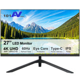 [NEW] [MT-G2704K] 101AV 27" 4K/8MP/3840 x 2160@60Hz Ultra HD Professional LED Monitor, 5ms, Built-in Dual Speakers, 1.07 Billion Colors, HDMI, DP, Type-C, Slim Design