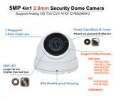 [5FDT-28W] 5 Megapixel 4in1 TVI/AHD/CVI/CVBS(960H) 2.8mm Lens Security Surveillance Dome Camera DWDR IR Cut OSD menu for Indoor Outdoor CCTV Home Office (White)