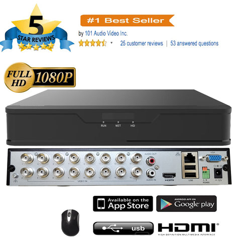 New [UND-16] 16CH Hybrid H.265/H.264 5in1 (TVI, AHD, CVI, Analog CVBS and IP) HD DVR w/ HDMI VGA Output Mobile-APP Motion Real Time Recording