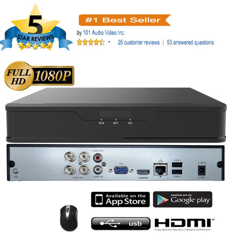 New [UND-04] 4CH Hybrid H.265/H.264 5in1 (TVI, AHD, CVI, Analog CVBS and IP) HD DVR w/ HDMI VGA Output Mobile-APP Motion Real Time Recording