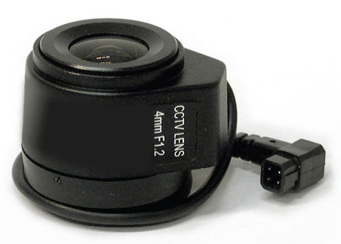 CCTV Security Camera 4.0mm Fixed Lens 1/3" CS Mount F1.2 Auto Iris Wide, Metal Housing