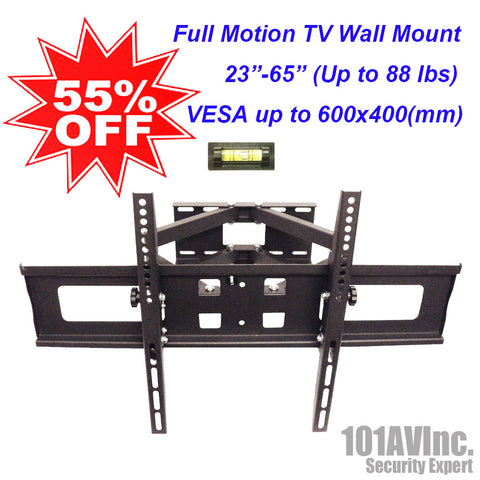 Full Motion Dual Arm LCD LED TV Wall Mount 23" ~ 65" Tilt Swivel Up to 88 lbs - 101AVInc.